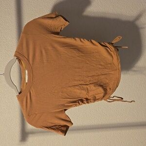 Dress Forum Tan Ruched Short Sleeve Tee